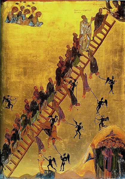 Image:  The Ladder of Divine Ascent, 12th  century icon, via Wikimedia Commons